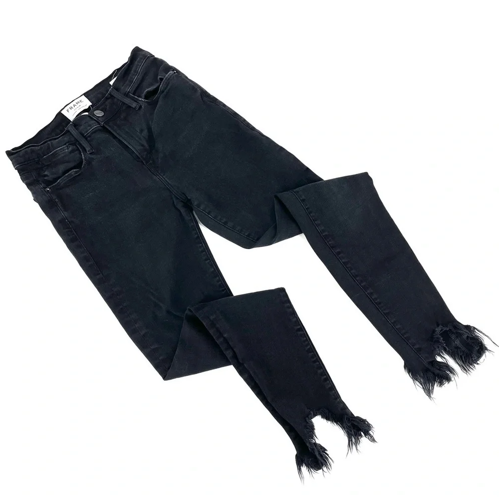 FRAME Denim Le High Shark Bite Hem Skinny Crop Jean
